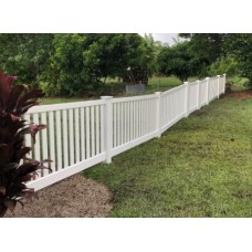 White PVC Polymer Slat Fence - Vertical Slats