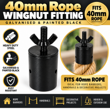 1x Metal Wingnut End Black - Suit 40mm Sisal Rope 1x Metal Wingnut End Black - Suit 40mm Sisal Rope