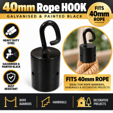 1x Metal Hook End Black - Suit 40mm Sisal Rope