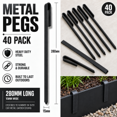 280mm Black Metal Pegs 40x – Heavy Duty Edge Stake 280mm Black Metal Pegs 40x – Heavy Duty Edge Stake