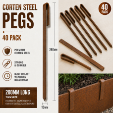 280mm Corten Steel Pegs 40x – Heavy Duty Edge Stake