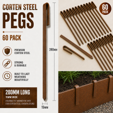 280mm Corten Steel Pegs 60x – Heavy Duty Edge Stake