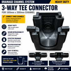 3-Way Tee Connector for Heavy Duty Polymer Drainage Channel PICKUP 3-Way Tee Connector for Heavy Duty Polymer Drainage Channel PICKUP